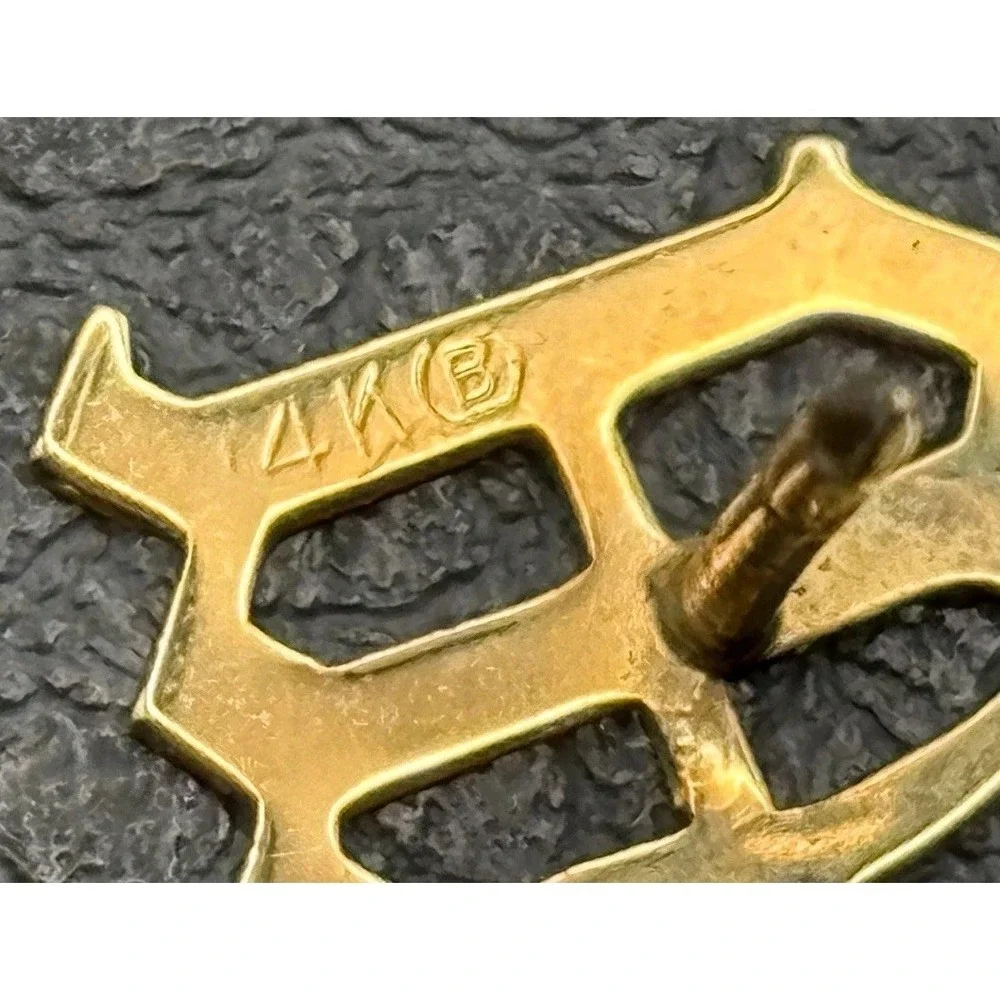 Vintage 14K Yellow Gold Initial M Tie Tack Lapel Suit Pin